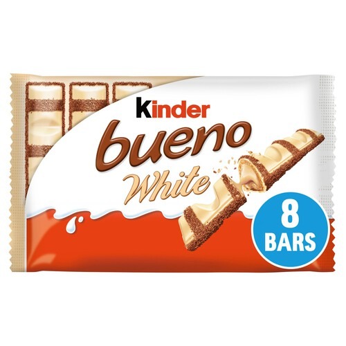 Kinder Bueno, distributed globally by CD Beverages GMBH, is a premium chocolate bar that blends smooth milk chocolate, a crispy wafer, and a creamy hazelnut filling into one indulgent experience. Each 43g pack contains two individually wrapped fingers, making it perfect for sharing or savoring solo. Crafted with ingredients like milk chocolate (31.5%), hazelnuts (10.5%), skimmed milk powder, and wheat flour, Kinder Bueno delivers a light yet satisfying texture. With a delicate dark chocolate drizzle and a melt-in-your-mouth finish, it’s a favorite among chocolate lovers of all ages. Vegetarian-friendly and free from artificial colors